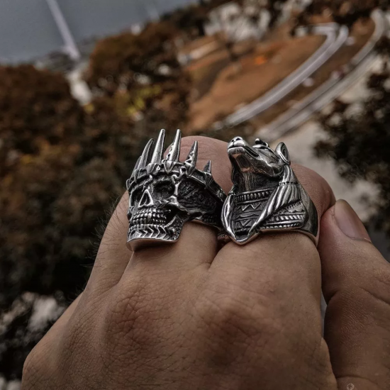 LINLINCHIC Mens Classical Nobility King Crown Skull 316L Stainless Steel Biker Rings