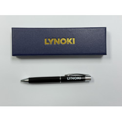 LYNOKI Ballpoint Pen, Medium Point and Smooth Writing Black Ink Pen with Pen Box, Black Silver Metal Body, 1 pc, 0.7mm