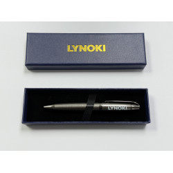 LYNOKI Ballpoint Pen, Medium Point and Smooth Writing Black Ink Pen with Pen Box, Grey Metal Body, 1 pc, 0.7mm